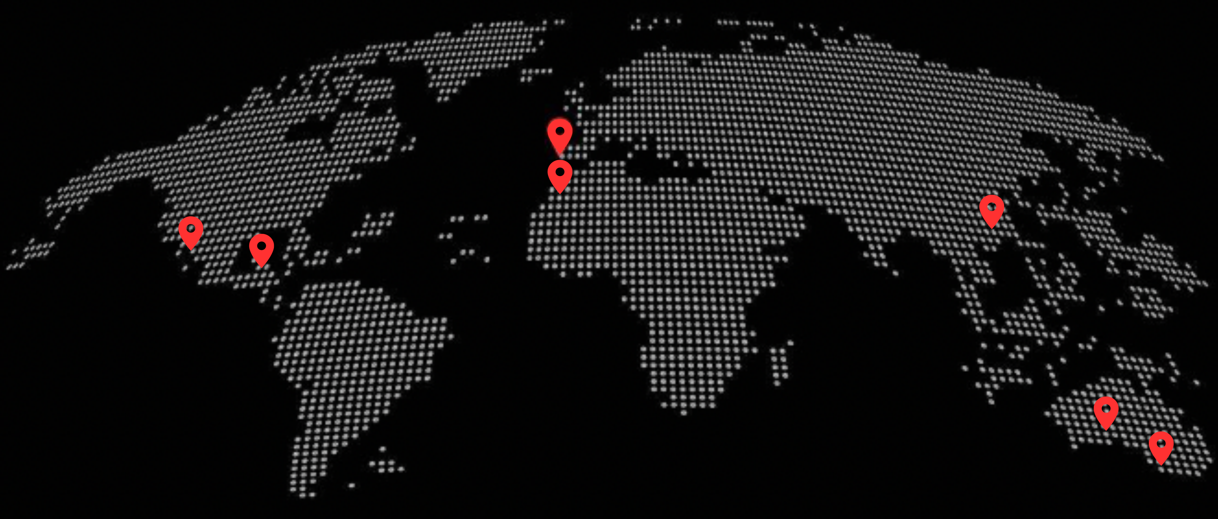 Mapa en negro del mundo con sedes de tenis señaladas